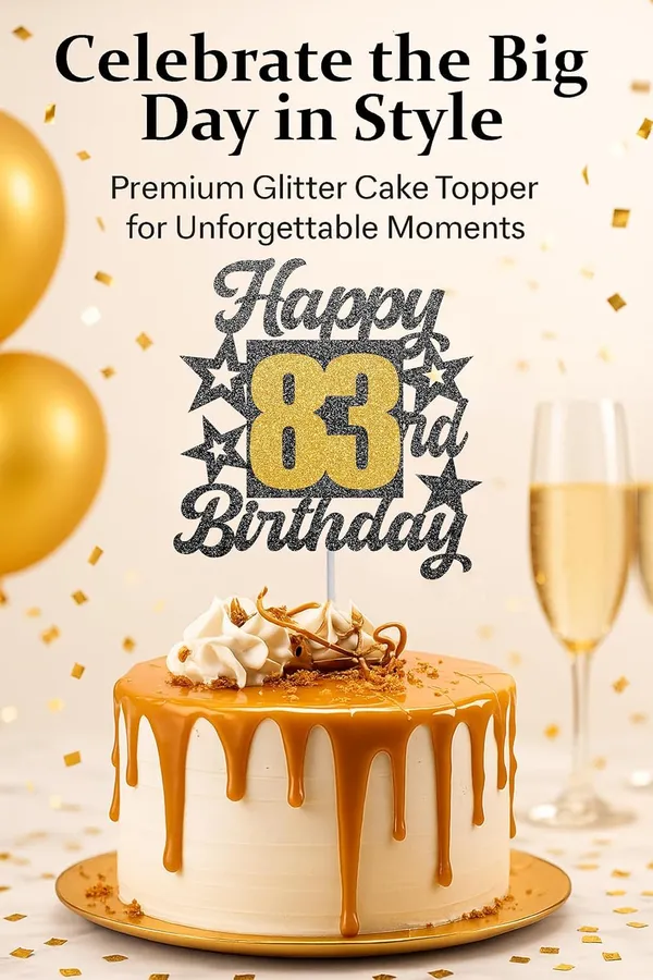 Black_Happy_83Rd_Birthday_Cake_Topper_|_Black_&_Gold_Glitter_Cake_Decoration_For_Boys,_Girls,_Men_&_Women_|_Reusable_Party_Supplies_For_All_Age_Birthday_Celebration