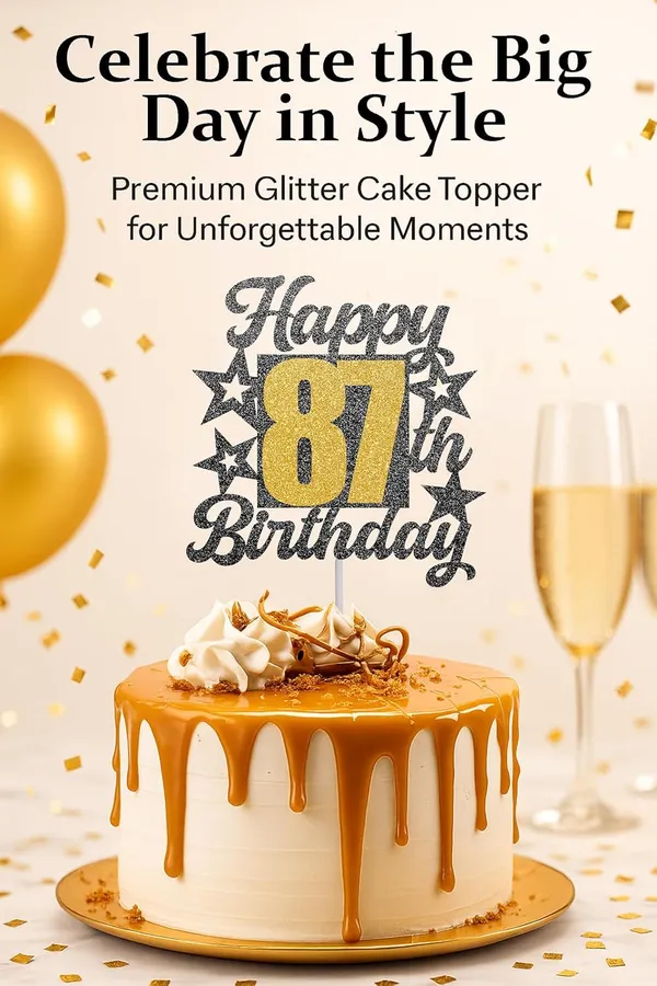 Black_Happy_87Th_Birthday_Cake_Topper_|_Black_&_Gold_Glitter_Cake_Decoration_For_Boys,_Girls,_Men_&_Women_|_Reusable_Party_Supplies_For_All_Age_Birthday_Celebration