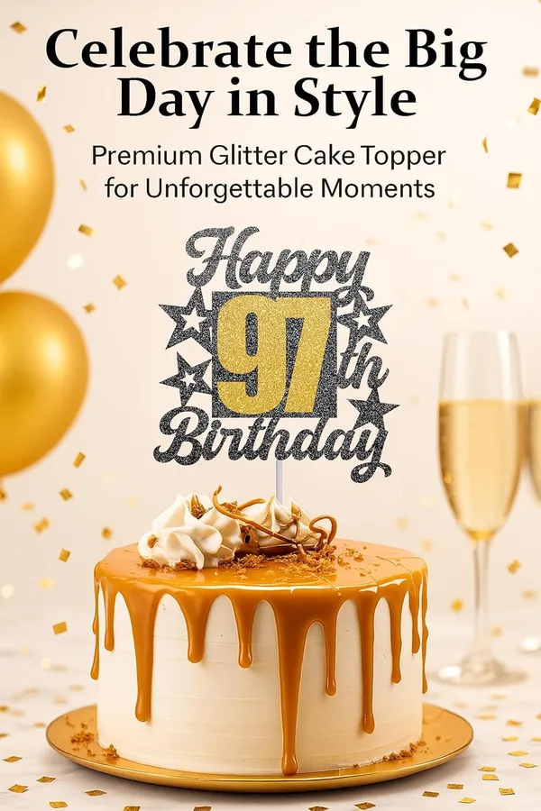 Black_Happy_97Th_Birthday_Cake_Topper_|_Black_&_Gold_Glitter_Cake_Decoration_For_Boys,_Girls,_Men_&_Women_|_Reusable_Party_Supplies_For_All_Age_Birthday_Celebration