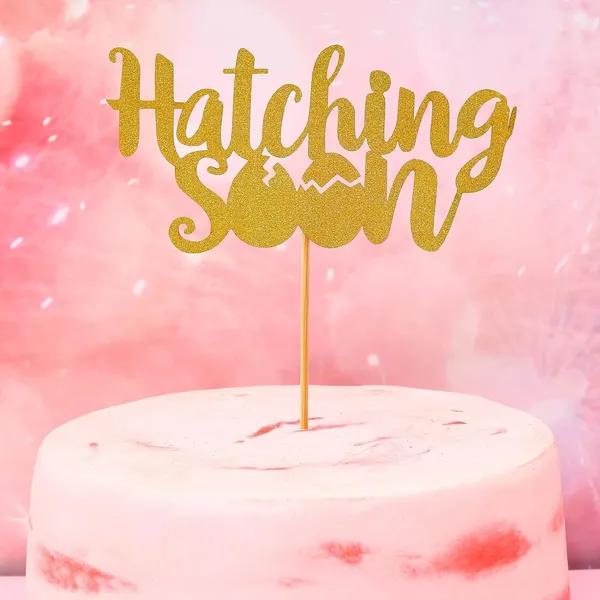 Gold_Hatching_Soon_Cake_Topper_|_Gold_Glitter_Cake_Topper_For_Baby_Shower_|_Welcome_Baby_Party_Decoration_|_Single_Sided_Glitter_Cake_Topper