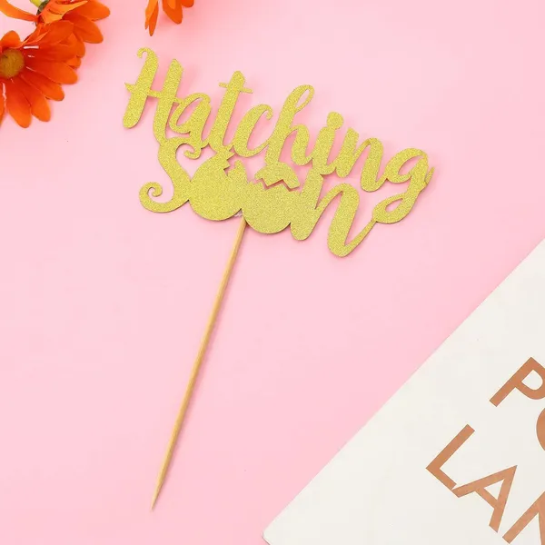 Gold_Hatching_Soon_Cake_Topper_|_Gold_Glitter_Cake_Topper_For_Baby_Shower_|_Welcome_Baby_Party_Decoration_|_Single_Sided_Glitter_Cake_Topper