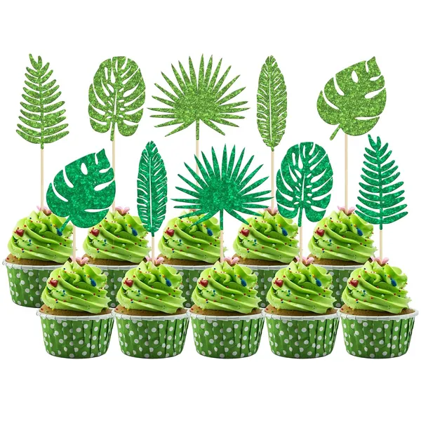 Multi_Gyufise_30_Pack_Tropical_Palm_Leaves_Cupcake_Toppers_Green_Glitter_Tropical_Cake_Decorations_Hawaii_Luau_Cupcake_Picks_For_Plant_Leaf_Summer_Tropical_Theme_Birthday_Party_Cake_Decorations_Supplies