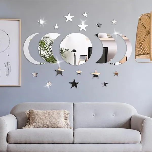 Silver_20_Piece_Moon_And_Star_Mirror_Set_|_Acrylic_Wall_Decor_|_Self-Adhesive_Bohemian_Home_Decor_Mirror_|_For_Home/Living_Room/Bedroom_Decor_|_Silver