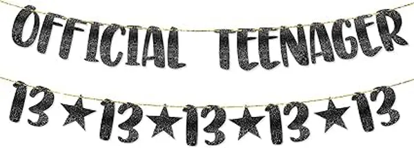 Black_13Th_Birthday_Decorations_|_“Official_Teenager”_Glitter_Banner_And_Cake_Topper_With_13_Number_Garland_&_Black_&_Golden_Balloons_|_13_Years_Decoration_Set_For_Boys_&_Girls