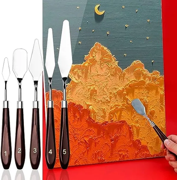 Transparent_5Pcs_Painting_Knives_With_2_Acrylic_Paint_Palette_|_Thumb_Hole_Clear_Paint_Pallet_|_Stainless_Steel_Blade_Knife_With_Wooden_Handle_|Mixing_Scraper_Kit_For_Oil_Painting_And_Acrylic_Painting