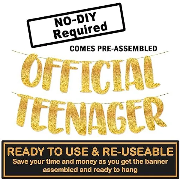 Gold_Official_Teenager_Banner_|_Golden_Glitter_Design_|_Party_Decoration_|_13Th_Birthday_Party_Supplies_|_Photobooth_Backdrop_For_Adults_|_Pre-Strung_Reusable_Birthday_Banner