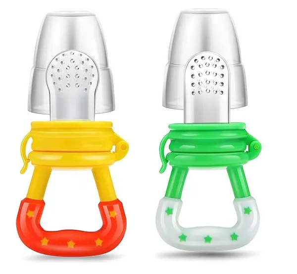 Multicollor_Baby_Fruit_Pacifier_|_Food_Feeder_|_Food_&_Fruit_Feeding_Teether_For_Toddler_|_Silicone_Teething_Toy_With_Pacifiers_|_Infant/Newborn_Nibbler_Cover_Set_|_Assorted_Color/Pack_Of_2