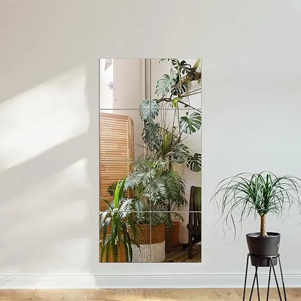 Multicollor_4_Pcs_Full_Length_Wall_Mirror_Tiles_|_12''X12''_Glass_Frameless_Body_Mirror_|_Wall-Mounted_For_Gym,_Bedroom,_Living_Room,_Over_The_Door