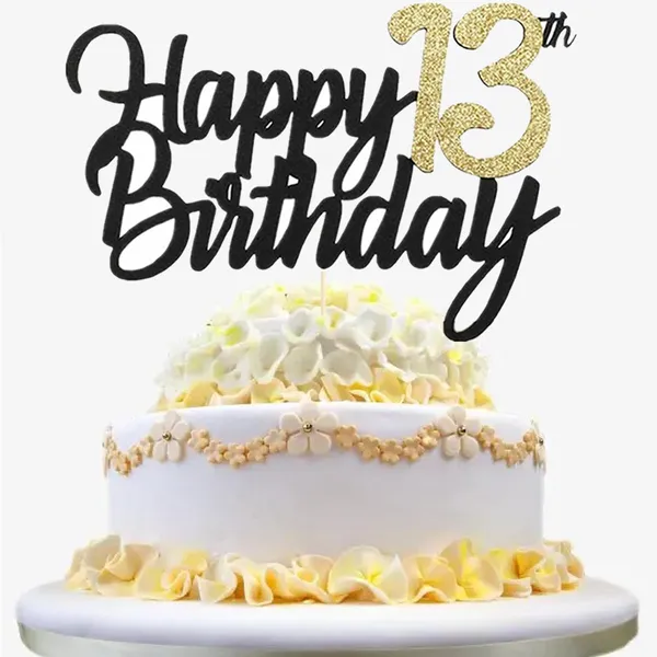 Multi_Samoka_Happy_13Th_Birthday_Cake_Topper,1_Pcs_Cheers_To_13_Years_Birthday_Cake_Pick,Happy_13_Birthday_Cake_Decoration_For_13Th_Birthday_Party_Decorations_(Black_13Th)