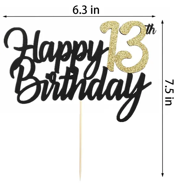 Multi_Samoka_Happy_13Th_Birthday_Cake_Topper,1_Pcs_Cheers_To_13_Years_Birthday_Cake_Pick,Happy_13_Birthday_Cake_Decoration_For_13Th_Birthday_Party_Decorations_(Black_13Th)