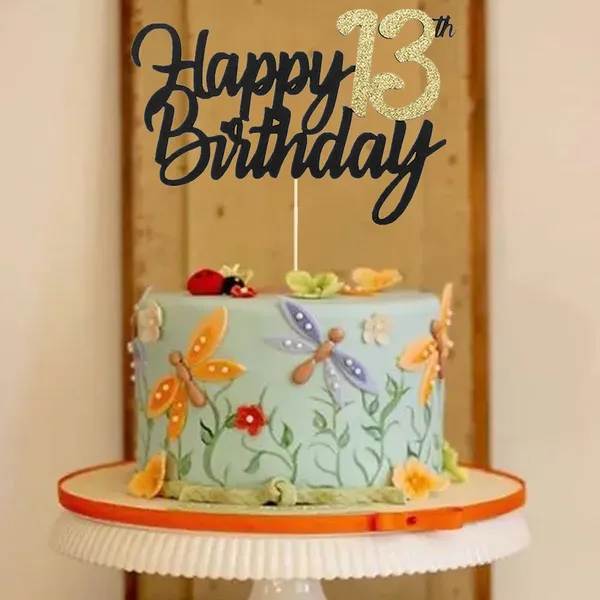 Multi_Samoka_Happy_13Th_Birthday_Cake_Topper,1_Pcs_Cheers_To_13_Years_Birthday_Cake_Pick,Happy_13_Birthday_Cake_Decoration_For_13Th_Birthday_Party_Decorations_(Black_13Th)