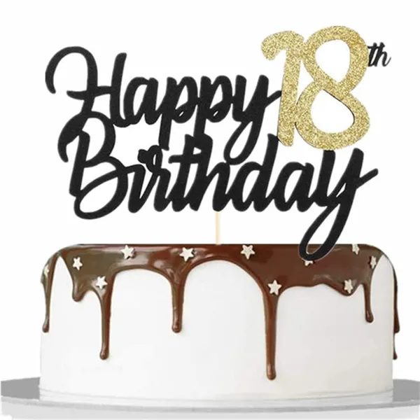Multi_Samoka_Happy_18Th_Birthday_Cake_Topper,1_Pcs_Cheers_To_18_Years_Birthday_Cake_Pick,Happy_18_Birthday_Cake_Decoration_For_18Th_Birthday_Party_Decorations_(Black_18Th)