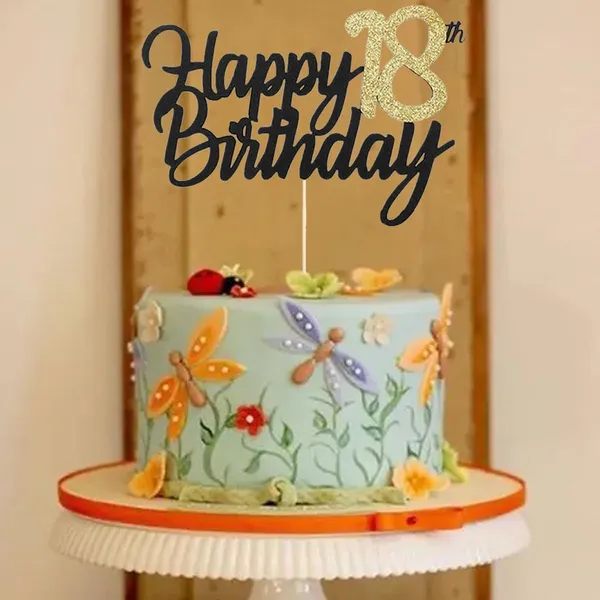 Multi_Samoka_Happy_18Th_Birthday_Cake_Topper,1_Pcs_Cheers_To_18_Years_Birthday_Cake_Pick,Happy_18_Birthday_Cake_Decoration_For_18Th_Birthday_Party_Decorations_(Black_18Th)