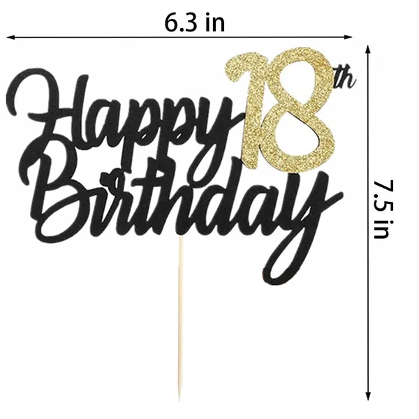 Multi_Samoka_Happy_18Th_Birthday_Cake_Topper,1_Pcs_Cheers_To_18_Years_Birthday_Cake_Pick,Happy_18_Birthday_Cake_Decoration_For_18Th_Birthday_Party_Decorations_(Black_18Th)