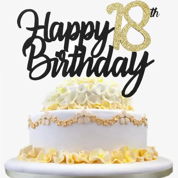 Multi_Samoka_Happy_18Th_Birthday_Cake_Topper,1_Pcs_Cheers_To_18_Years_Birthday_Cake_Pick,Happy_18_Birthday_Cake_Decoration_For_18Th_Birthday_Party_Decorations_(Black_18Th)