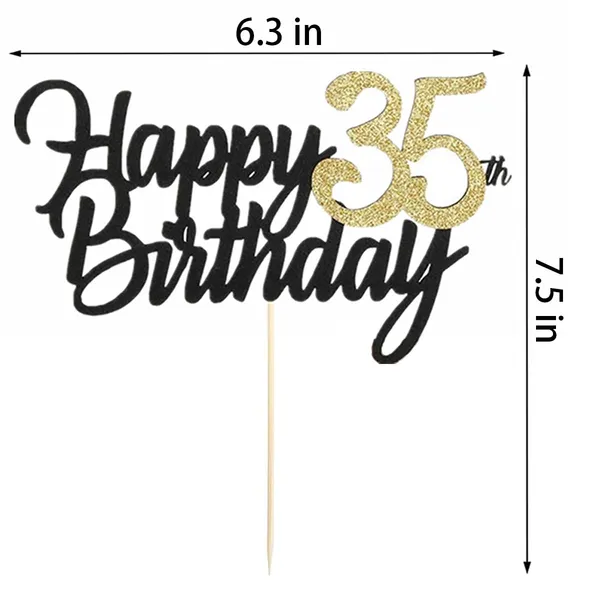 Multi_Samoka_Happy_35Th_Birthday_Cake_Topper,1_Pcs_Cheers_To_35_Years_Birthday_Cake_Pick,Happy_35_Birthday_Cake_Decoration_For_35Th_Birthday_Party_Decorations_(Black_35Th)