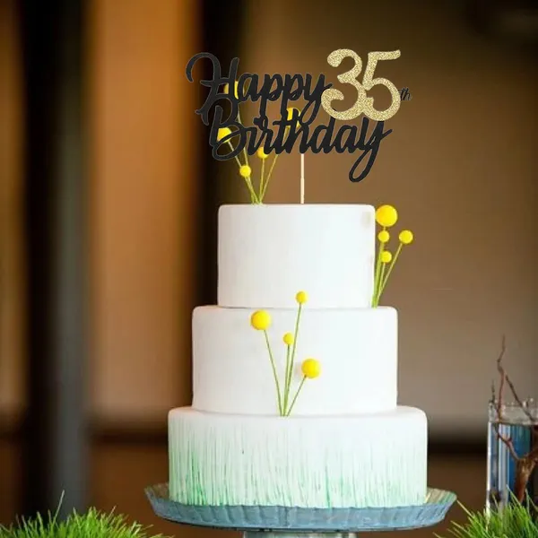 Multi_Samoka_Happy_35Th_Birthday_Cake_Topper,1_Pcs_Cheers_To_35_Years_Birthday_Cake_Pick,Happy_35_Birthday_Cake_Decoration_For_35Th_Birthday_Party_Decorations_(Black_35Th)