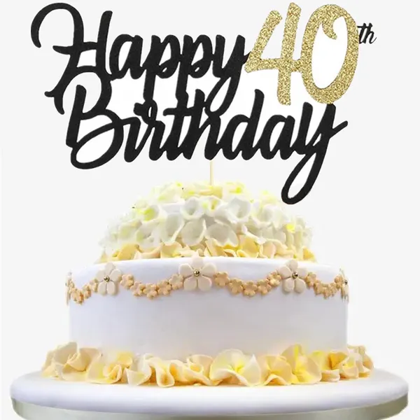 Multi_Samoka_Happy_40Th_Birthday_Cake_Topper,1_Pcs_Cheers_To_40_Years_Birthday_Cake_Pick,Happy_40_Birthday_Cake_Decoration_For_40Th_Birthday_Party_Decorations_(Black_40Th)