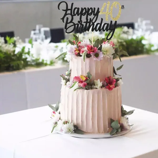 Multi_Samoka_Happy_40Th_Birthday_Cake_Topper,1_Pcs_Cheers_To_40_Years_Birthday_Cake_Pick,Happy_40_Birthday_Cake_Decoration_For_40Th_Birthday_Party_Decorations_(Black_40Th)