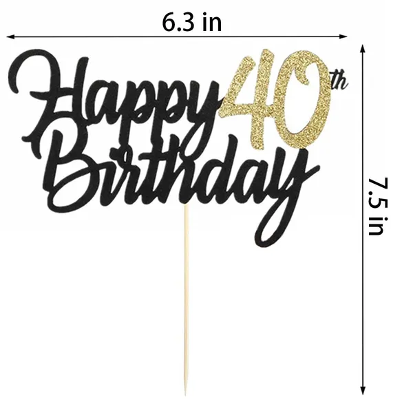 Multi_Samoka_Happy_40Th_Birthday_Cake_Topper,1_Pcs_Cheers_To_40_Years_Birthday_Cake_Pick,Happy_40_Birthday_Cake_Decoration_For_40Th_Birthday_Party_Decorations_(Black_40Th)