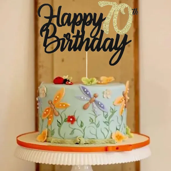 Multi_Samoka_Happy_70Th_Birthday_Cake_Topper,1_Pcs_Cheers_To_70_Years_Birthday_Cake_Pick,Happy_70_Birthday_Cake_Decoration_For_70Th_Birthday_Party_Decorations_(Black_70Th)