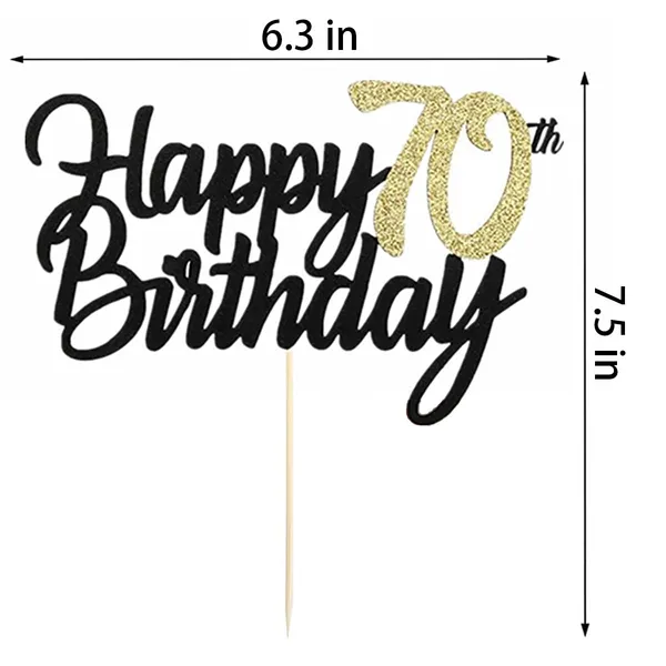 Multi_Samoka_Happy_70Th_Birthday_Cake_Topper,1_Pcs_Cheers_To_70_Years_Birthday_Cake_Pick,Happy_70_Birthday_Cake_Decoration_For_70Th_Birthday_Party_Decorations_(Black_70Th)