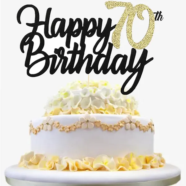 Multi_Samoka_Happy_70Th_Birthday_Cake_Topper,1_Pcs_Cheers_To_70_Years_Birthday_Cake_Pick,Happy_70_Birthday_Cake_Decoration_For_70Th_Birthday_Party_Decorations_(Black_70Th)