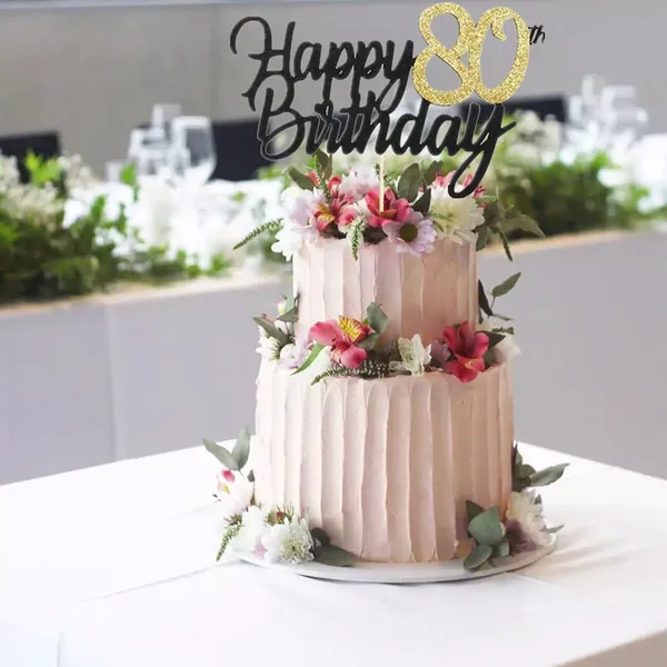 Multi_Samoka_Happy_80Th_Birthday_Cake_Topper,1_Pcs_Cheers_To_80_Years_Birthday_Cake_Pick,Happy_80_Birthday_Cake_Decoration_For_80Th_Birthday_Party_Decorations_(Black_80Th)