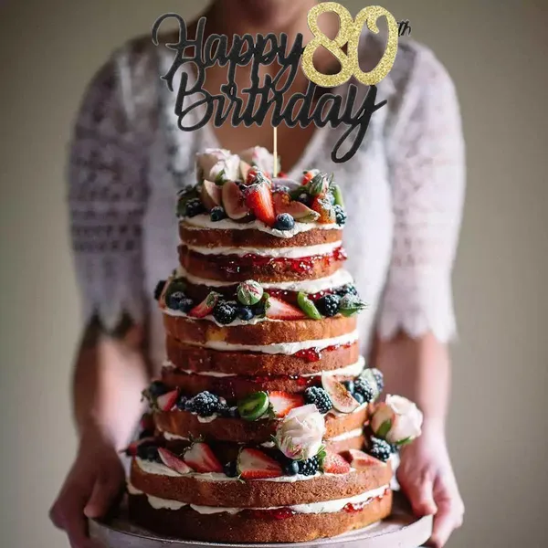 Multi_Samoka_Happy_80Th_Birthday_Cake_Topper,1_Pcs_Cheers_To_80_Years_Birthday_Cake_Pick,Happy_80_Birthday_Cake_Decoration_For_80Th_Birthday_Party_Decorations_(Black_80Th)
