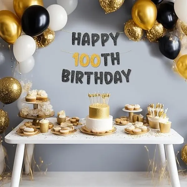 Black_Happy_100Th_Birthday_Banner_|_Black_&_Gold_Glitter_Birthday_Garland_|_Suitable_For_Girls_And_Boys_|_8_Feet_Pre-Assembled_Party_Banner_No_Diy_|_Party_Decoration