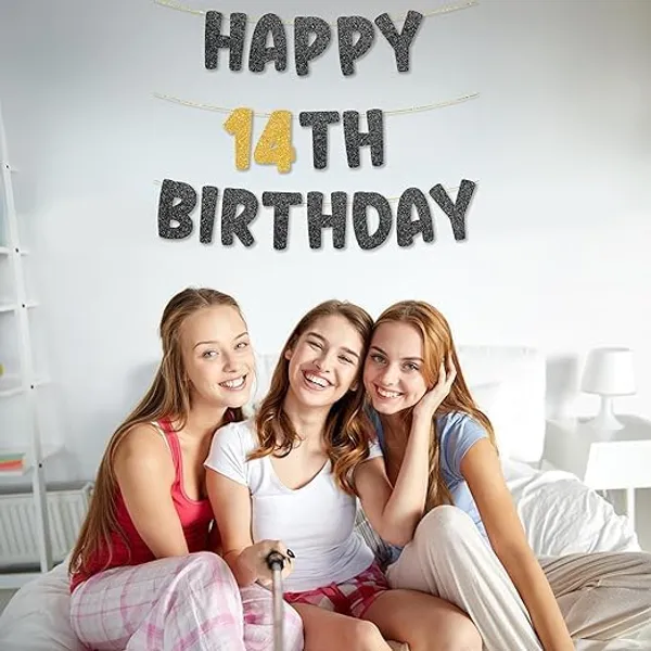 Black_Happy_14Th_Birthday_Banner_|_Black_&_Gold_Glitter_Birthday_Garland_|_Suitable_For_Girls_And_Boys_|_8_Feet_Pre-Assembled_Party_Banner_No_Diy_|_Party_Decoration