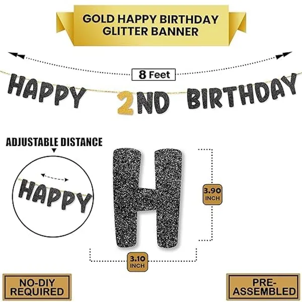 Black_Happy_2Nd_Birthday_Banner_|_Black_&_Gold_Glitter_Birthday_Garland_|_Suitable_For_Girls_And_Boys_|_8_Feet_Pre-Assembled_Party_Banner_No_Diy_|_Party_Decoration