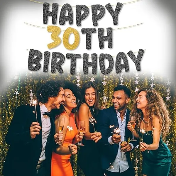 Black_Happy_30Th_Birthday_Banner_|_Black_&_Gold_Glitter_Birthday_Garland_|_Suitable_For_Girls_And_Boys_|_8_Feet_Pre-Assembled_Party_Banner_No_Diy_|_Party_Decoration