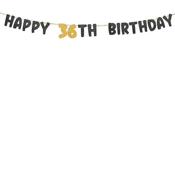 Black_Happy_36Th_Birthday_Banner_|_Black_&_Gold_Glitter_Birthday_Garland_|_Suitable_For_Girls_And_Boys_|_8_Feet_Pre-Assembled_Party_Banner_No_Diy_|_Party_Decoration