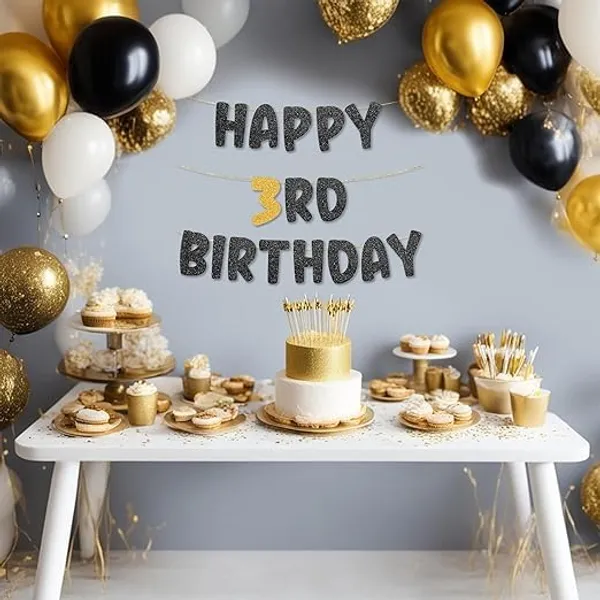 Black_Happy_3Rd_Birthday_Banner_|_Black_&_Gold_Glitter_Birthday_Garland_|_Suitable_For_Girls_And_Boys_|_8_Feet_Pre-Assembled_Party_Banner_No_Diy_|_Party_Decoration