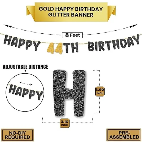 Black_Happy_44Th_Birthday_Banner_|_Black_&_Gold_Glitter_Birthday_Garland_|_Suitable_For_Girls_And_Boys_|_8_Feet_Pre-Assembled_Party_Banner_No_Diy_|_Party_Decoration