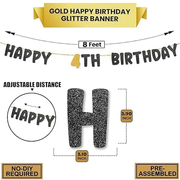 Black_Happy_4Th_Birthday_Banner_|_Black_&_Gold_Glitter_Birthday_Garland_|_Suitable_For_Girls_And_Boys_|_8_Feet_Pre-Assembled_Party_Banner_No_Diy_|_Party_Decoration