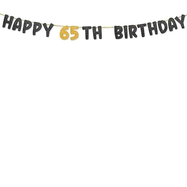 Black_Happy_65Th_Birthday_Banner_|_Black_&_Gold_Glitter_Birthday_Garland_|_Suitable_For_Girls_And_Boys_|_8_Feet_Pre-Assembled_Party_Banner_No_Diy_|_Party_Decoration