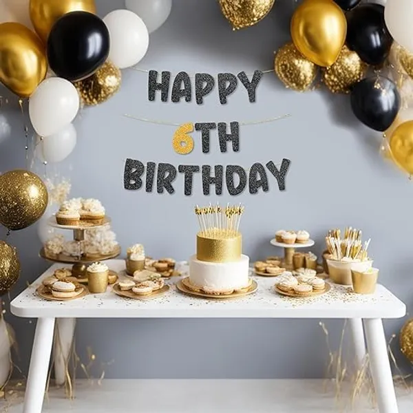Black_Happy_6Th_Birthday_Banner_|_Black_&_Gold_Glitter_Birthday_Garland_|_Suitable_For_Girls_And_Boys_|_8_Feet_Pre-Assembled_Party_Banner_No_Diy_|_Party_Decoration