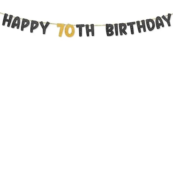 Black_Happy_70Th_Birthday_Banner_|_Black_&_Gold_Glitter_Birthday_Garland_|_Suitable_For_Girls_And_Boys_|_8_Feet_Pre-Assembled_Party_Banner_No_Diy_|_Party_Decoration