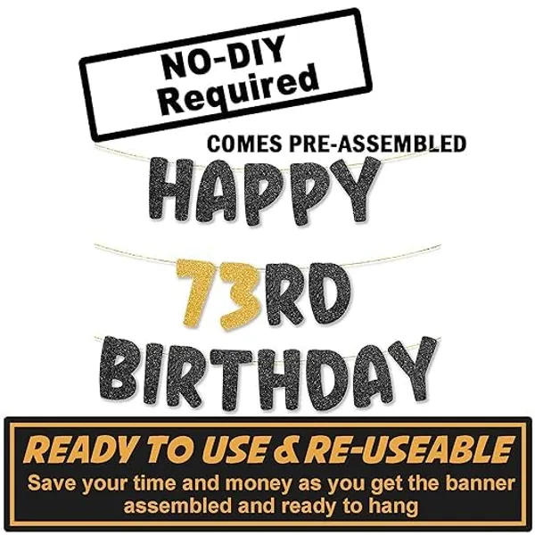 Black_Happy_73Th_Birthday_Banner_|_Black_&_Gold_Glitter_Birthday_Garland_|_Suitable_For_Girls_And_Boys_|_8_Feet_Pre-Assembled_Party_Banner_No_Diy_|_Party_Decoration