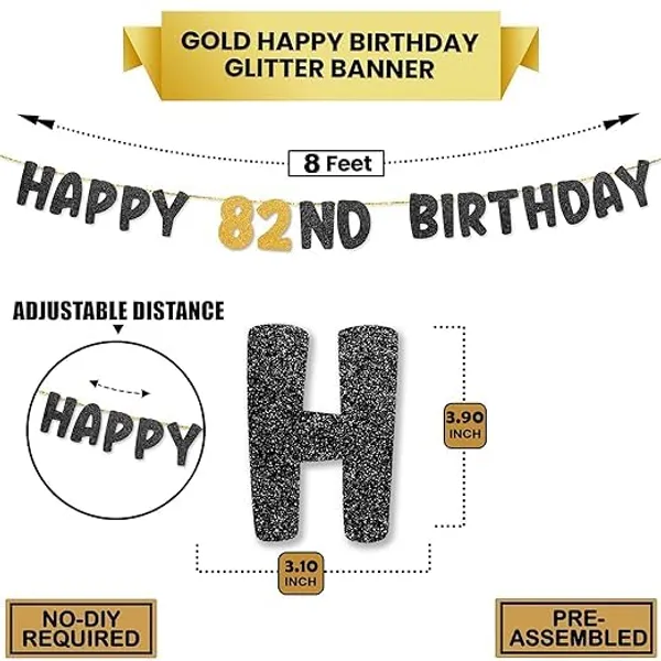 Black_Happy_82Th_Birthday_Banner_|_Black_&_Gold_Glitter_Birthday_Garland_|_Suitable_For_Girls_And_Boys_|_8_Feet_Pre-Assembled_Party_Banner_No_Diy_|_Party_Decoration