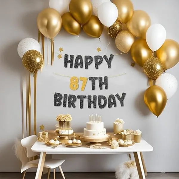 Black_Happy_87Th_Birthday_Banner_|_Black_&_Gold_Glitter_Birthday_Garland_|_Suitable_For_Girls_And_Boys_|_8_Feet_Pre-Assembled_Party_Banner_No_Diy_|_Party_Decoration