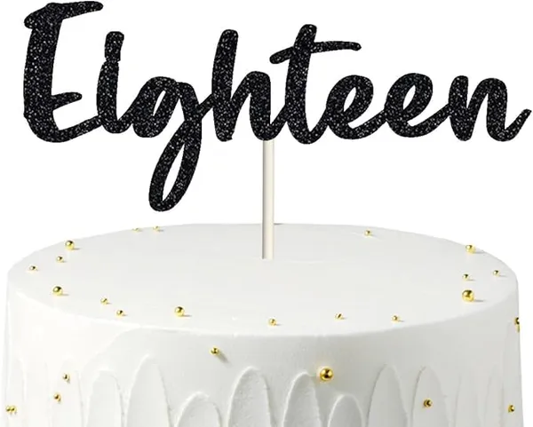 Black_Eighteen_Birthday_Cake_Topper_|_Black_Glitter_|_18Th_Anniversary_Party_Decoration_|_Double-Sided_|_Durable_&_Elegant_Smash_Cake_Décor_For_Boys_&_Girls