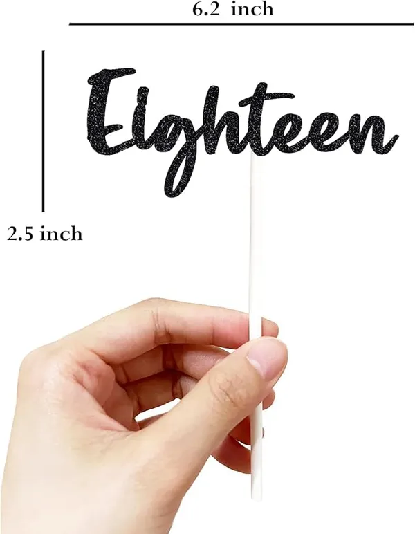 Black_Eighteen_Birthday_Cake_Topper_|_Black_Glitter_|_18Th_Anniversary_Party_Decoration_|_Double-Sided_|_Durable_&_Elegant_Smash_Cake_Décor_For_Boys_&_Girls