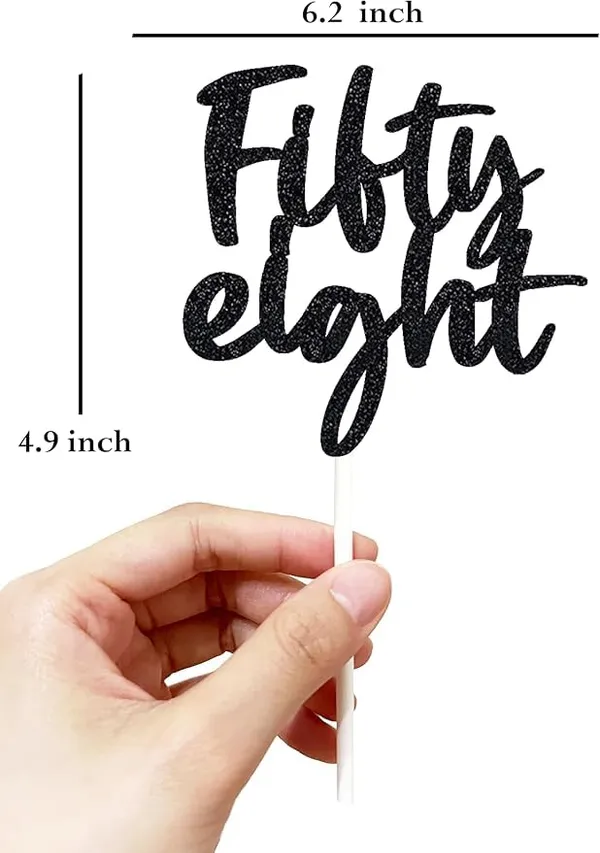 Black_Fifty_Eight_Birthday_Cake_Topper_|_Black_Glitter_|_58Th_Anniversary_Party_Decoration_|_Double-Sided_|_Durable_&_Elegant_Smash_Cake_Décor_For_Boys_&_Girls