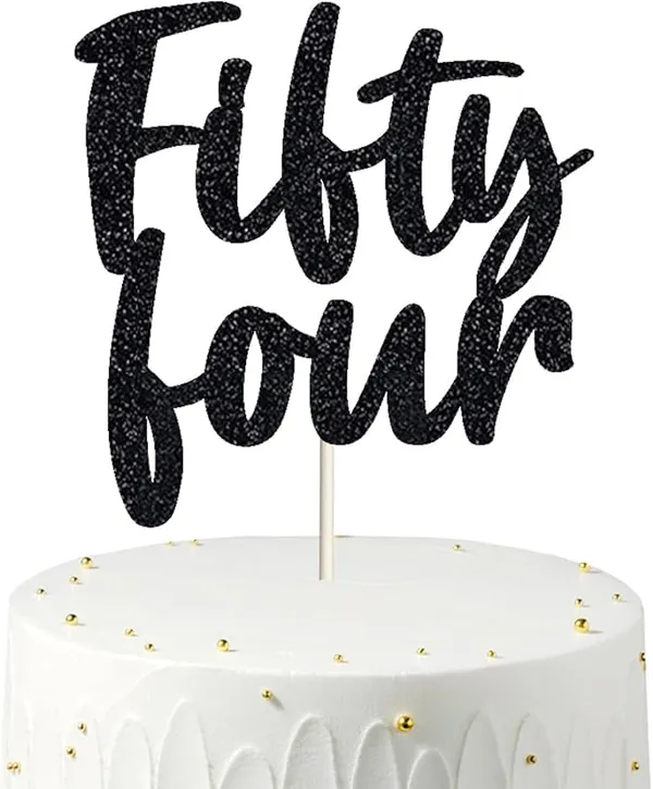 Black_Fifty_Four_Birthday_Cake_Topper_|_Black_Glitter_|_54Th_Anniversary_Party_Decoration_|_Double-Sided_|_Durable_&_Elegant_Smash_Cake_Décor_For_Boys_&_Girls