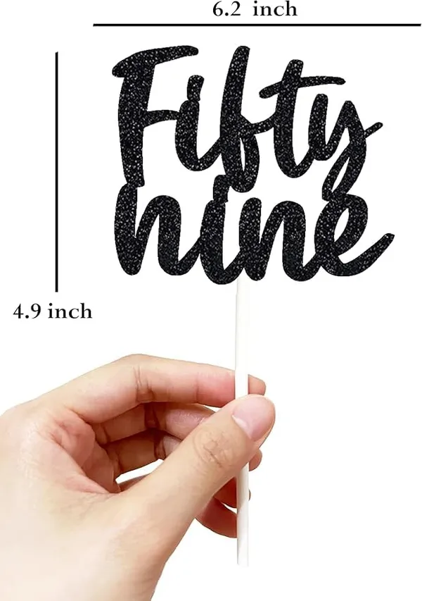 Black_Fifty_Nine_Birthday_Cake_Topper_|_Black_Glitter_|_59Th_Anniversary_Party_Decoration_|_Double-Sided_|_Durable_&_Elegant_Smash_Cake_Décor_For_Boys_&_Girls