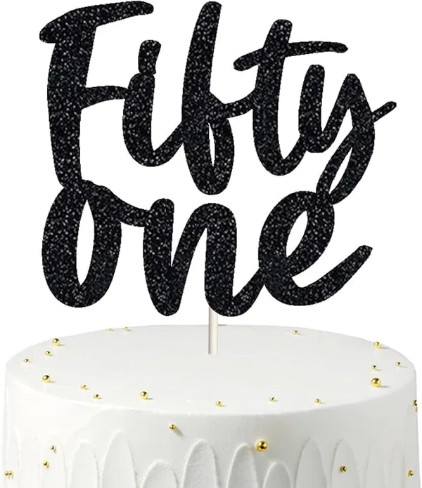 Black_Fifty_One_Birthday_Cake_Topper_|_Black_Glitter_|_51St_Anniversary_Party_Decoration_|_Double-Sided_|_Durable_&_Elegant_Smash_Cake_Décor_For_Boys_&_Girls