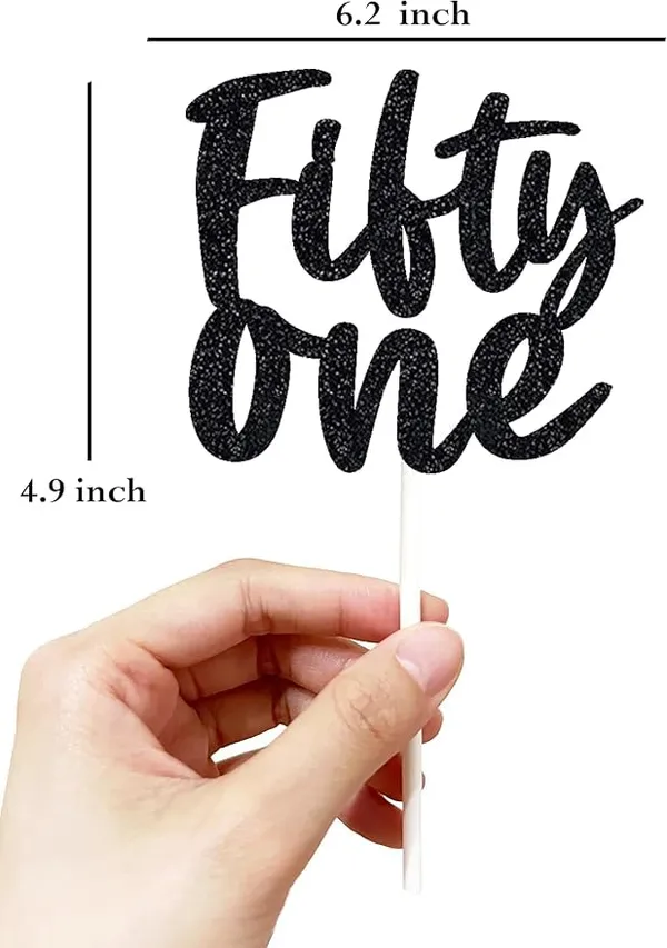 Black_Fifty_One_Birthday_Cake_Topper_|_Black_Glitter_|_51St_Anniversary_Party_Decoration_|_Double-Sided_|_Durable_&_Elegant_Smash_Cake_Décor_For_Boys_&_Girls